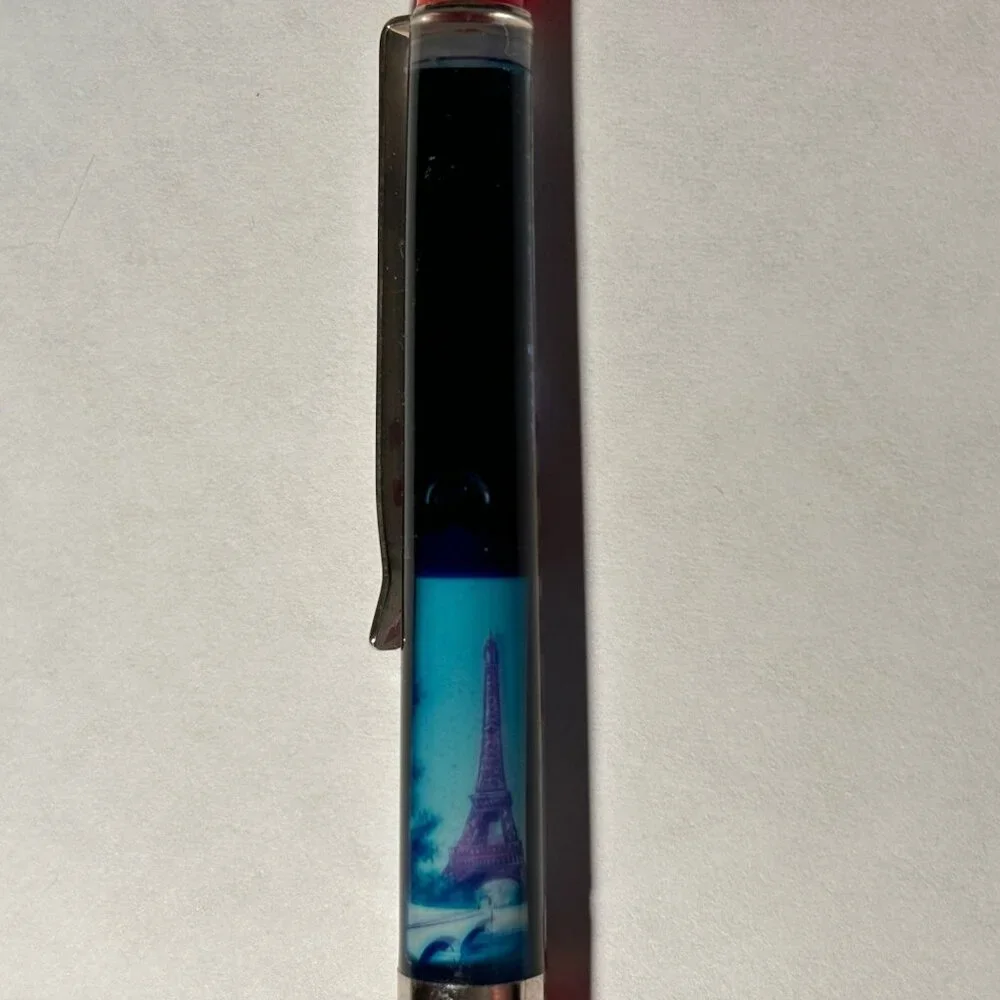 Paris France Floaty Pen Eiffel Tower Arc de Triomphe Souvenir Collect Vintage